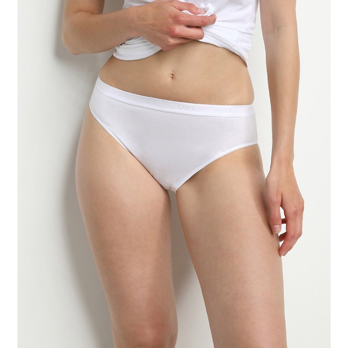 Slip en coton bio stretch, lot de 3, Plus my bio blanc + blanc + blanc, DIM