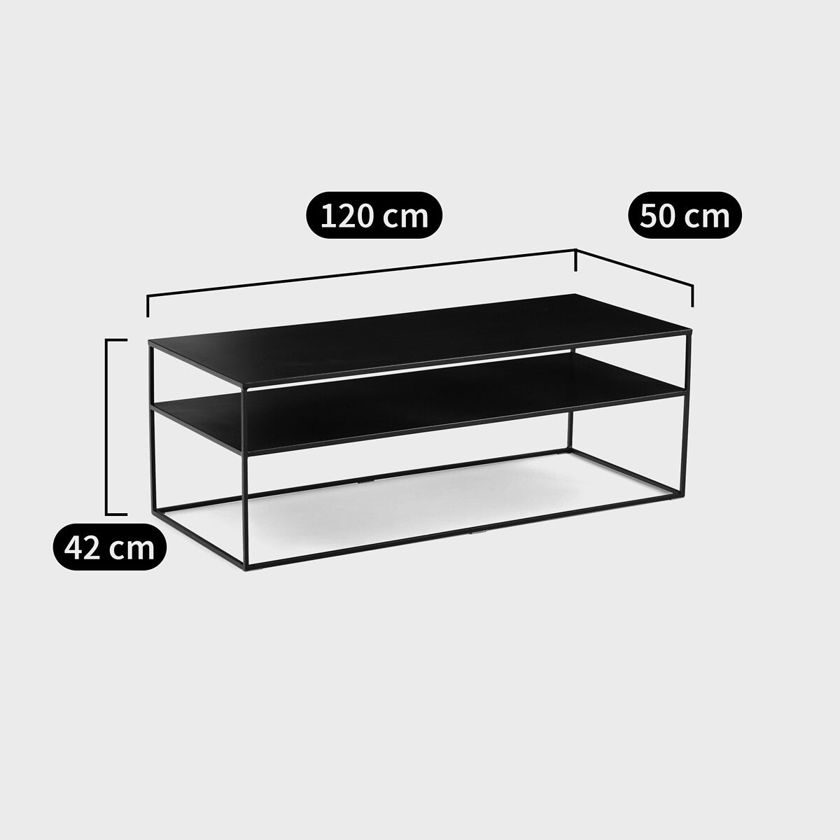Table basse double plateau en métal acier, MIVA noir, LA REDOUTE INTERIEURS