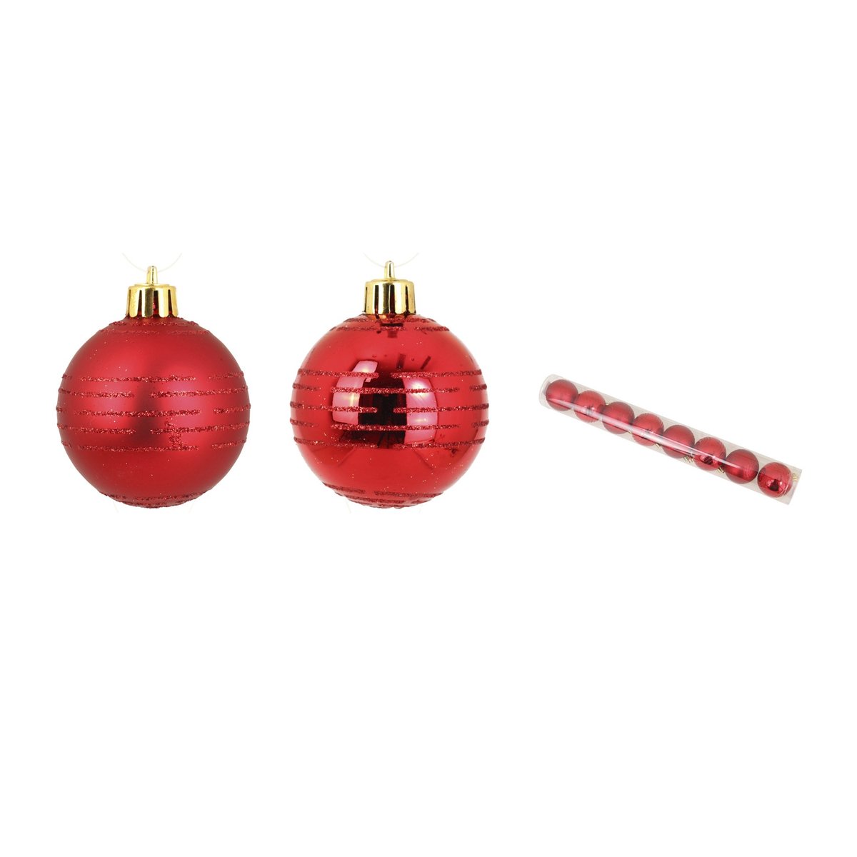 Set de 8 Boules de Noël Rayures Rouge rouge, EDEN