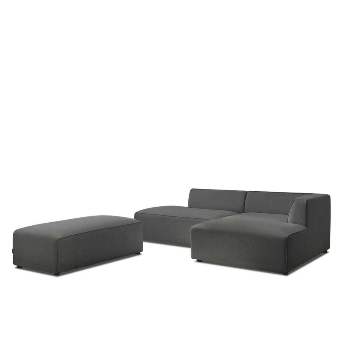 Canapé modulable 5 places en tissu chiné avec pouf, MEGEVE gris foncé, BOBOCHIC