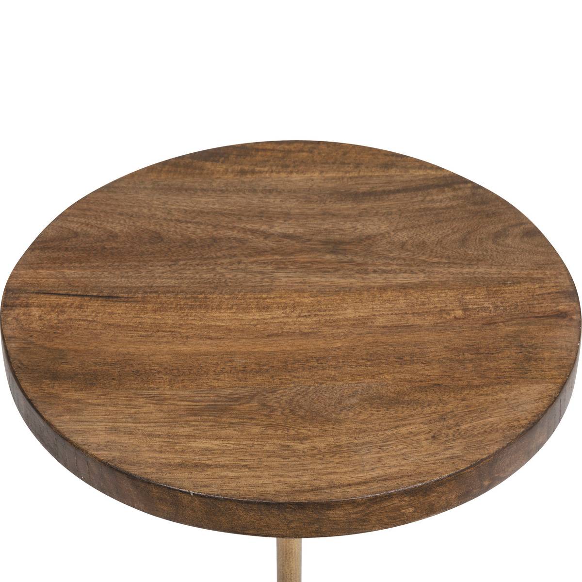Table d’appoint bois manguier sur base marbre NEITH marron, ATMOSPHERA