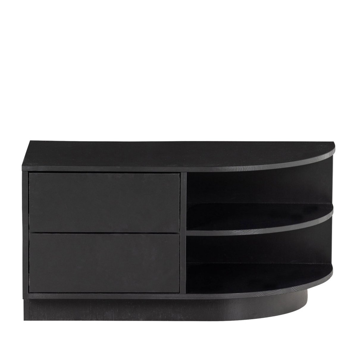 Meuble TV 2 tiroirs en bois L78cm- FINCA noir, WOOOD