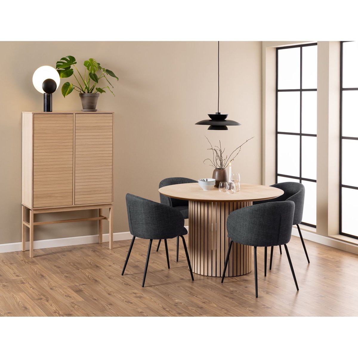 Lot de 2 chaises en tissu avec accoudoirs SÖREN gris foncé, TOILINUX