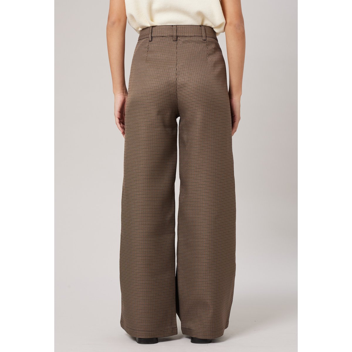 Pantalon large femme à carreaux DEBBY taupe, DEELUXE