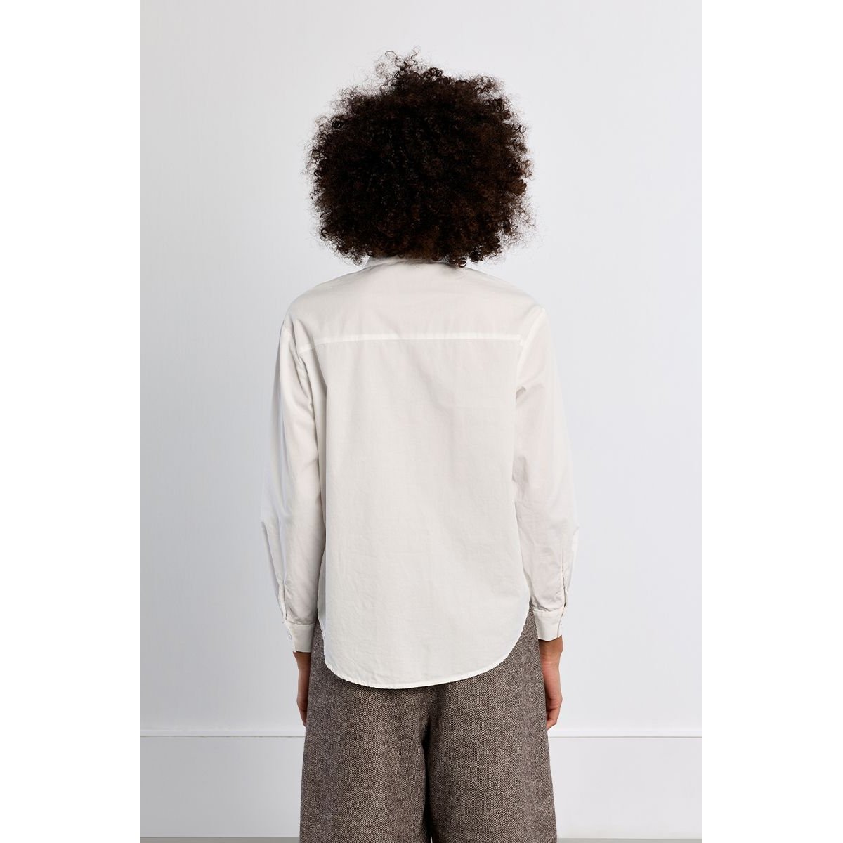 Chemise en popeline de coton, avec col à nouer blanc, LILI SIDONIO