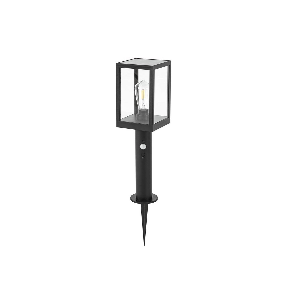 Lampe solaire en inox moderneLED, Relto noir, transparent, LINDBY