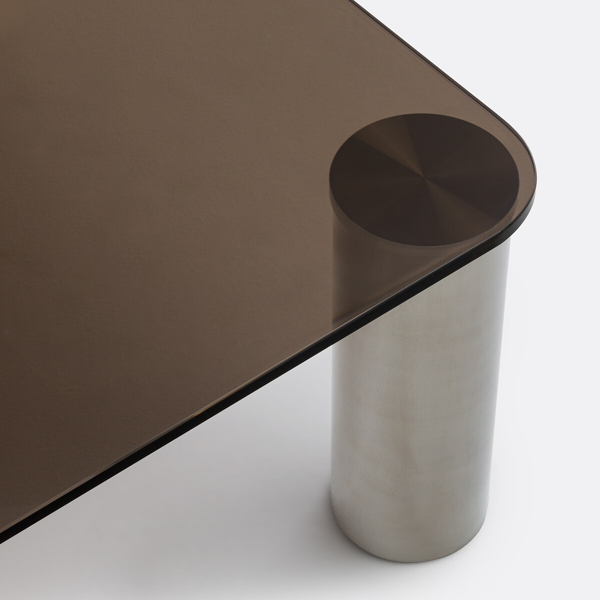 Mesa de centro de vidrio templado y acero, Ramcel cristal ahumado, LA REDOUTE INTERIEURS