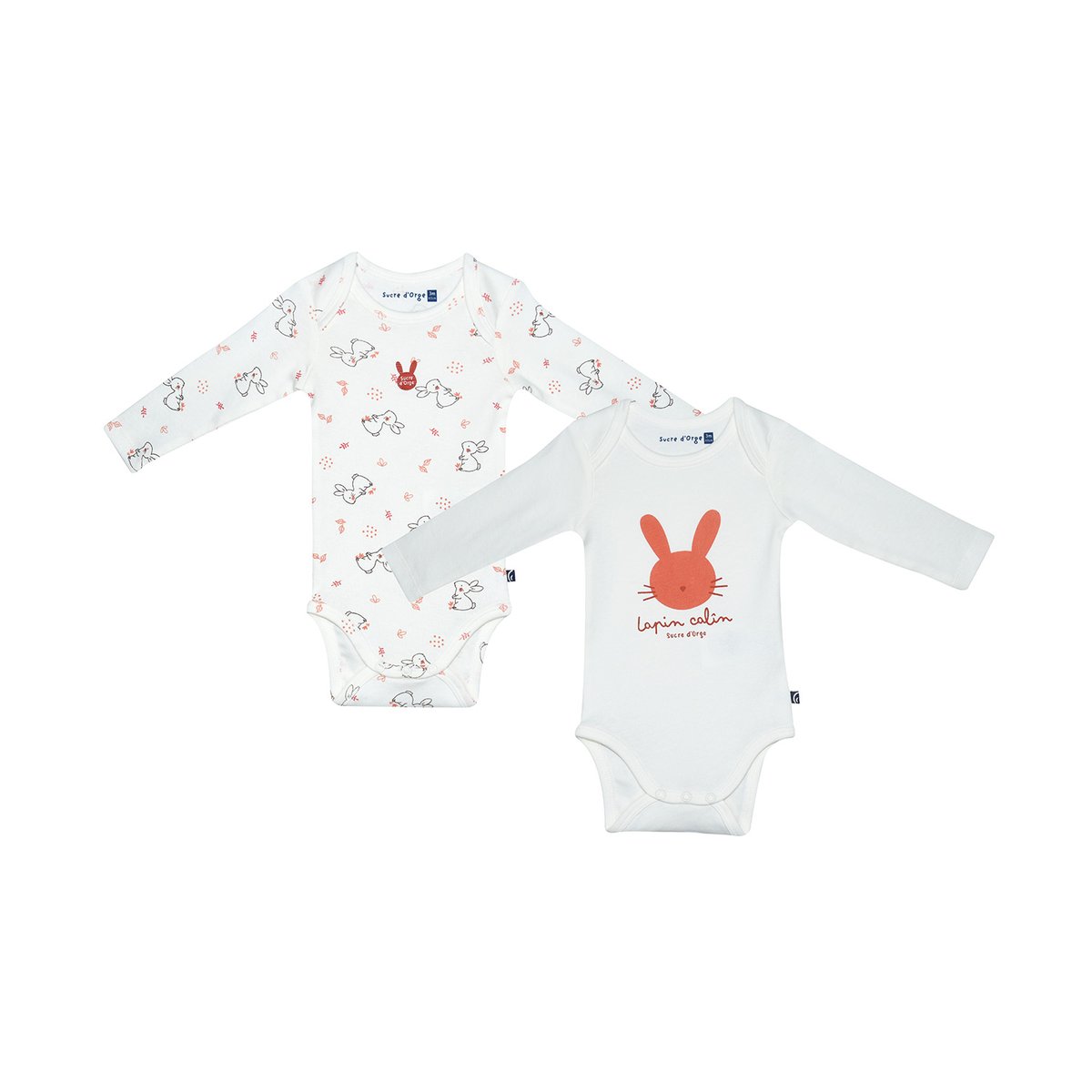 Lot de 2 bodies loman manches longues bebe beige, SUCRE D'ORGE