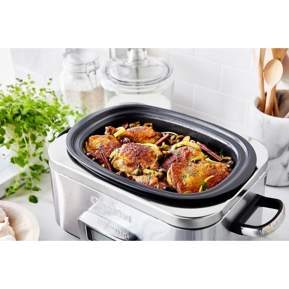 Elite 6L Slowcooker stainless steel, GREENPAN