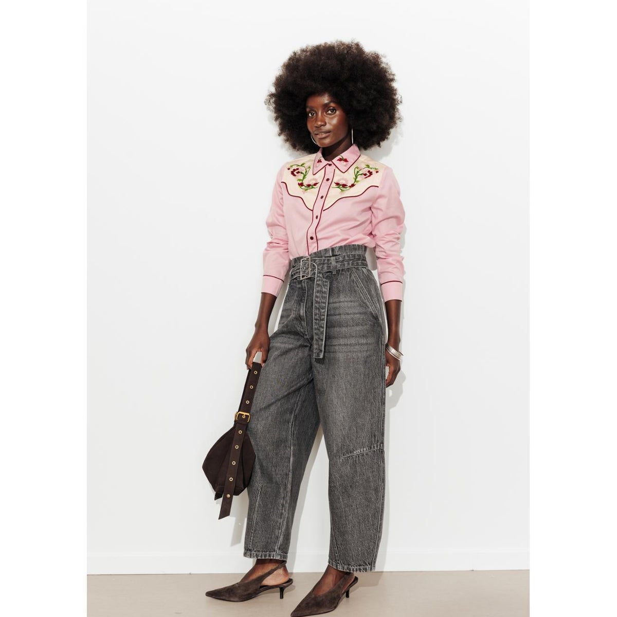 Chemise western brodée rose, PROMOD