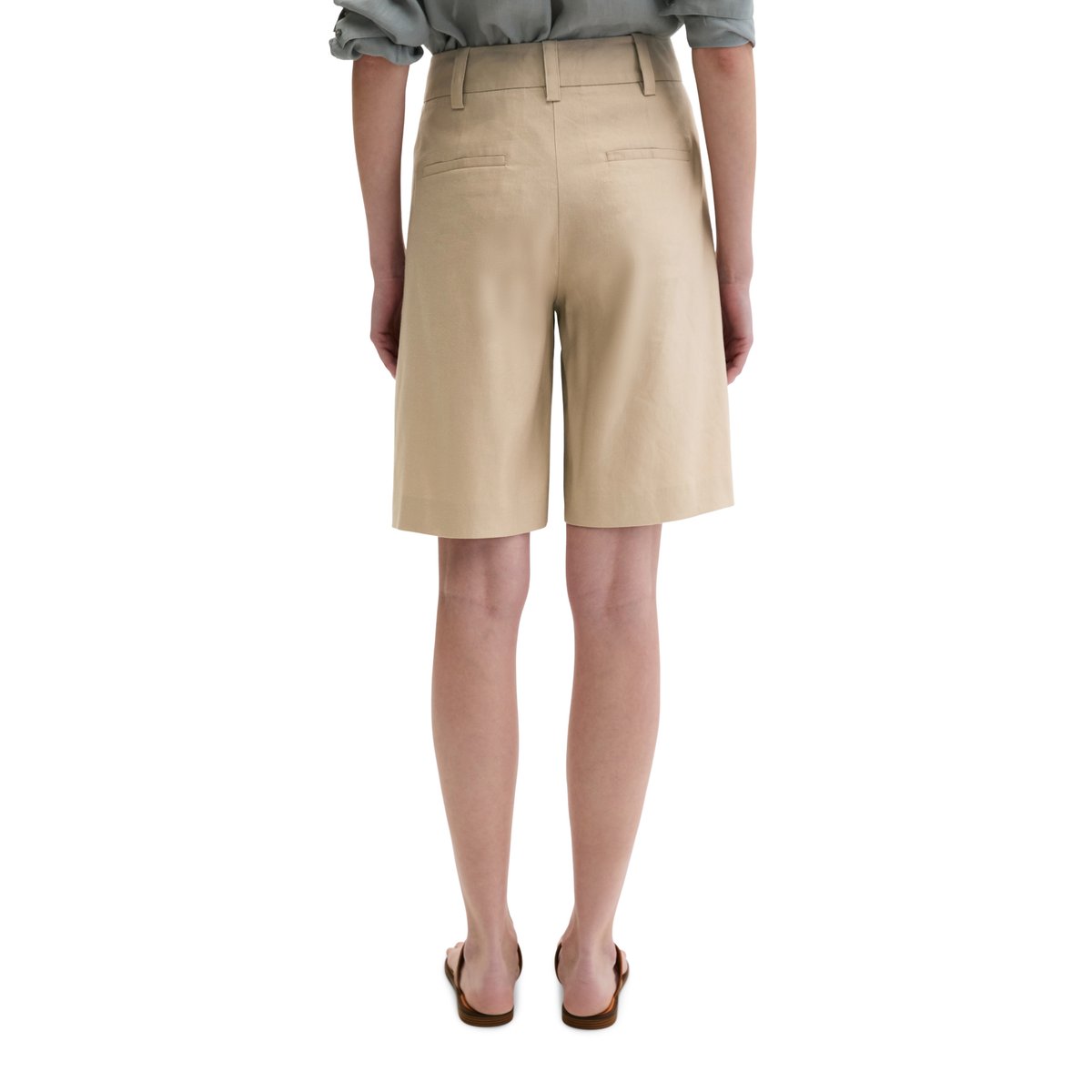 Short chino flared en viscose-lin stretch beige, MARC O'POLO