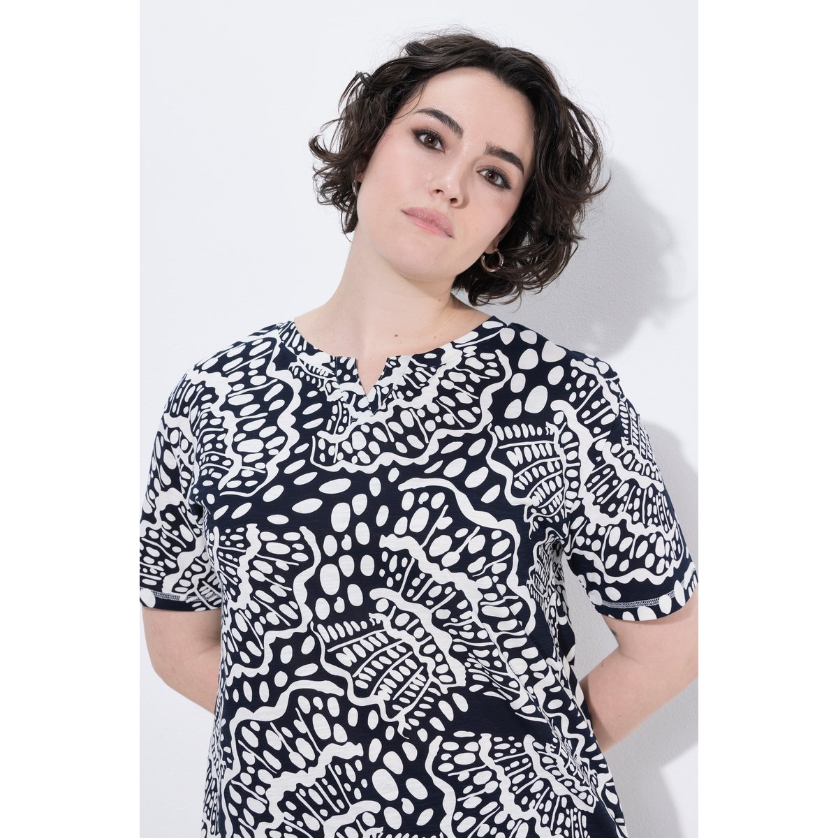 T-shirt oversize avec motif coquillages marine, ULLA POPKEN