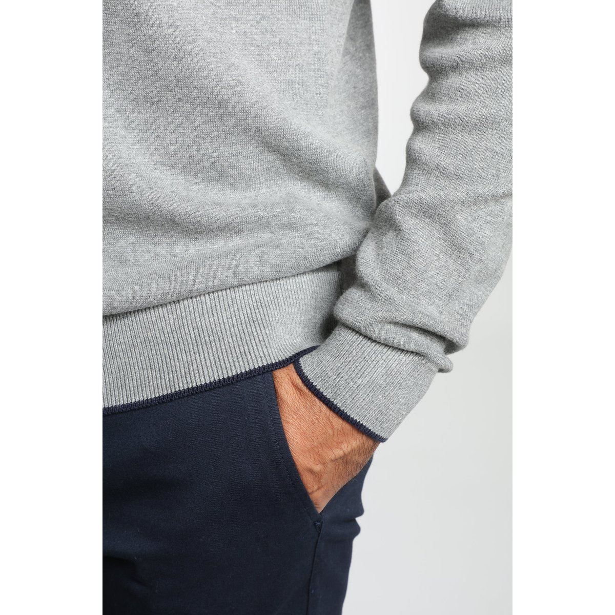 Pull col rond  en coton MILANO RDC gris, GENTLEMAN FARMER