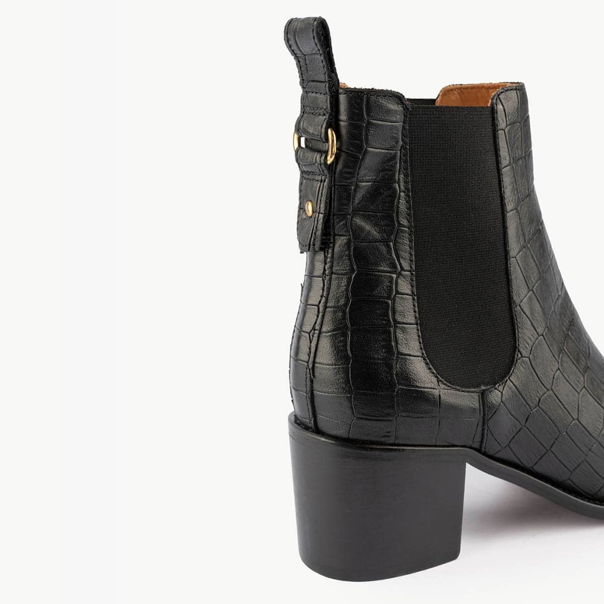 Bottine cuir croco GÉRALDINE noir, MAISON TOUFET