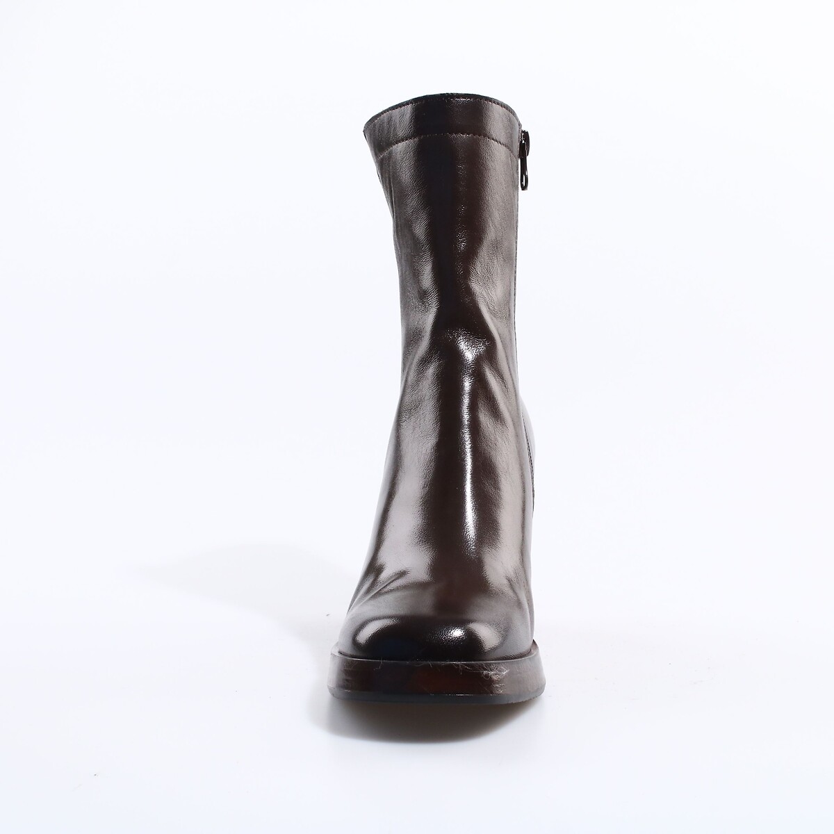 Botas em pele, com tacão castanho escuro, MJUS