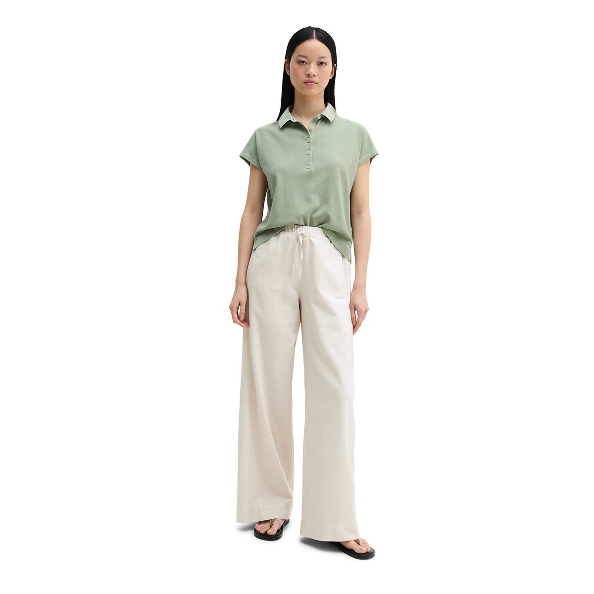 Polo loose en single jersey doux vert clair, MARC O'POLO
