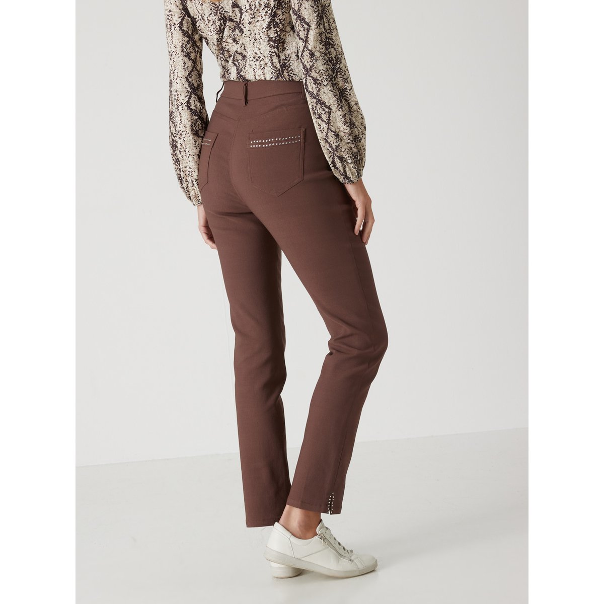 Tregging tissu stretch chocolat, DAXON