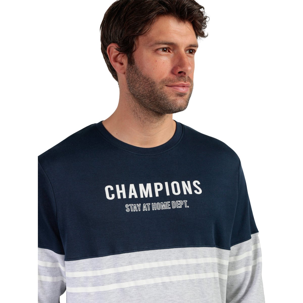 Pyjama pantalon top manches longues Champions bleu marine, ADMAS