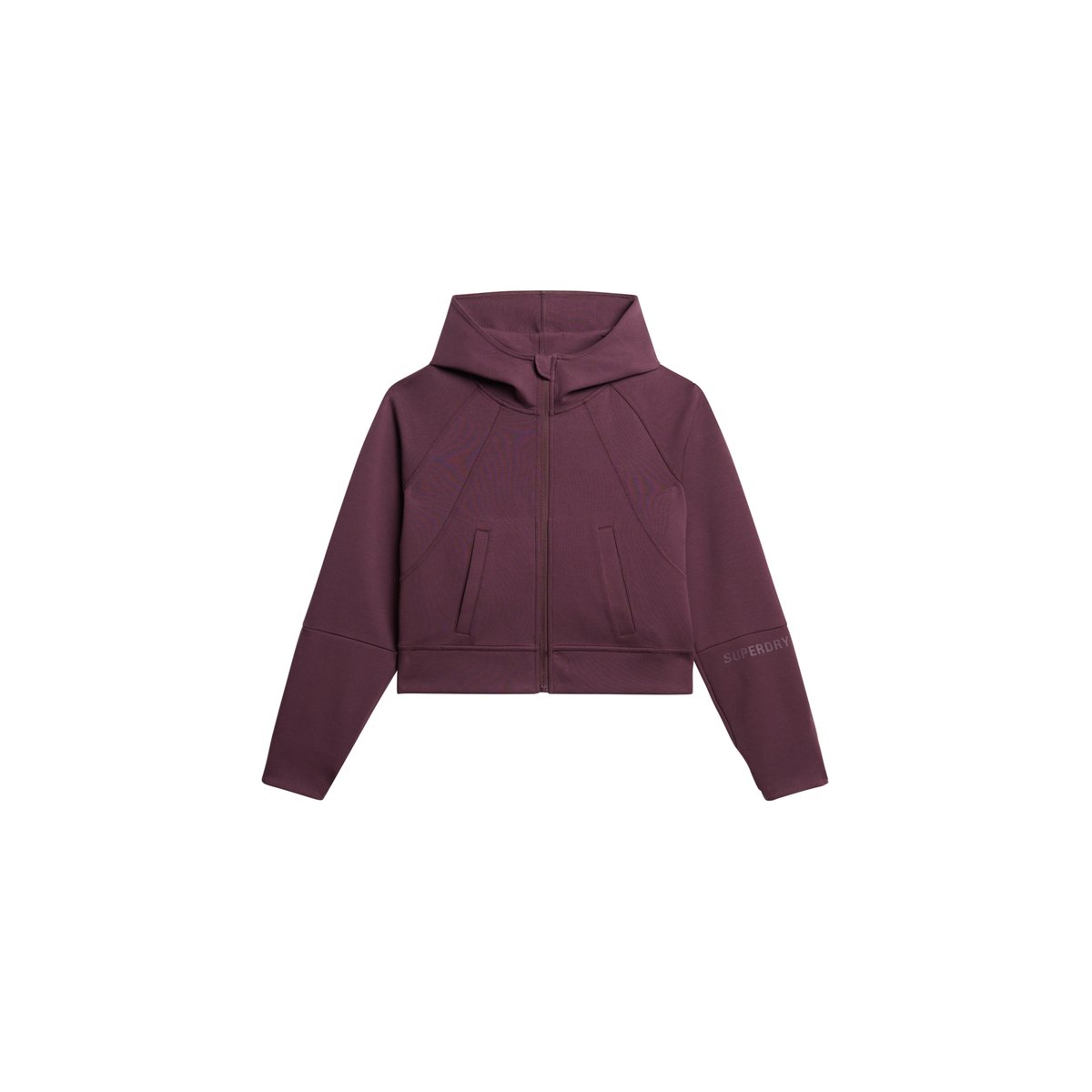 Sweat à capuche zippé Sport Tech Relaxed violet aubergine fumé, SUPERDRY