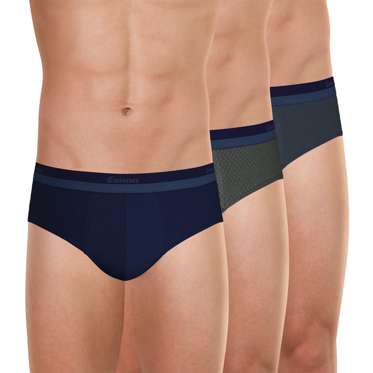 Lot de 3 slips premium Studio terracotta + bleu marine, EMINENCE