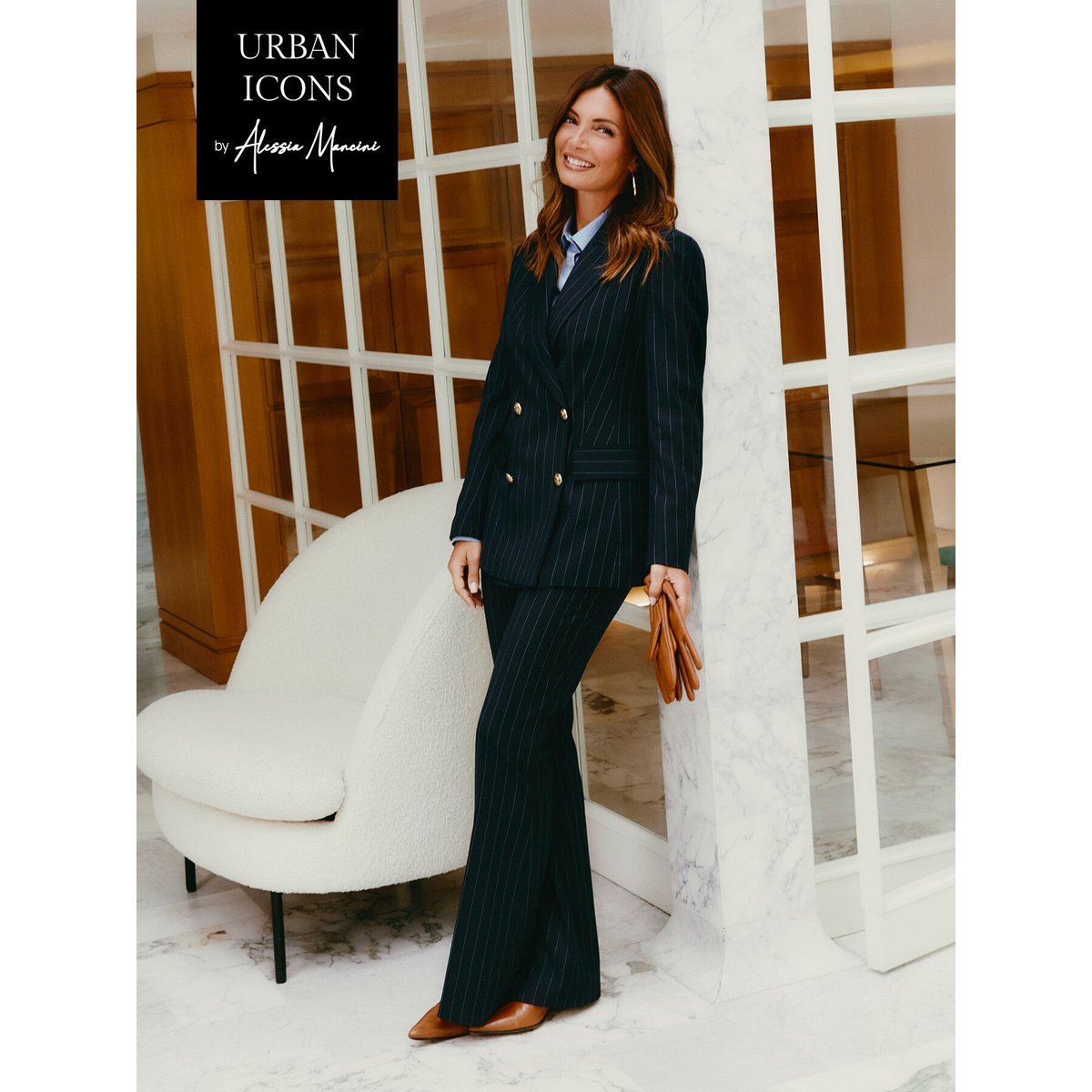 Blazer croisé à rayures bleu, OLTRE