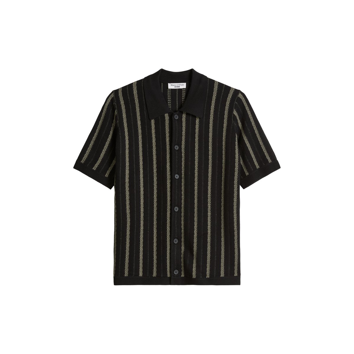 Veste en tricot style polo relaxed avec des bandes verticales noir, MARC O’POLO DENIM