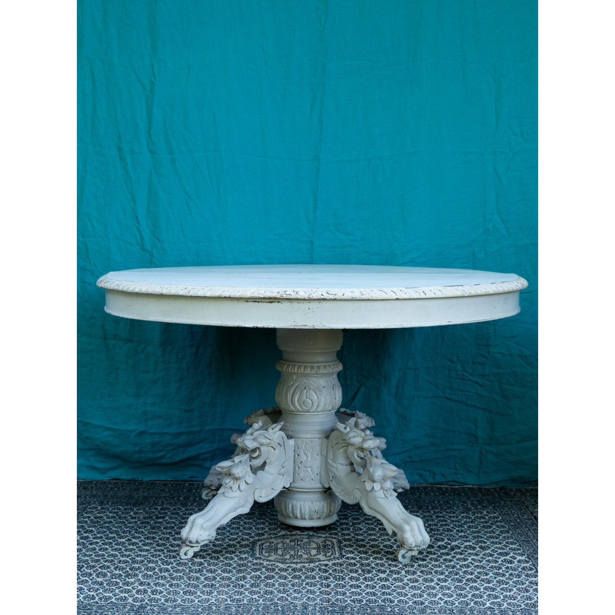 Table à manger ovale pour 4 personnes Romy N°1590 - Bon état blanc, DEBONGOUT