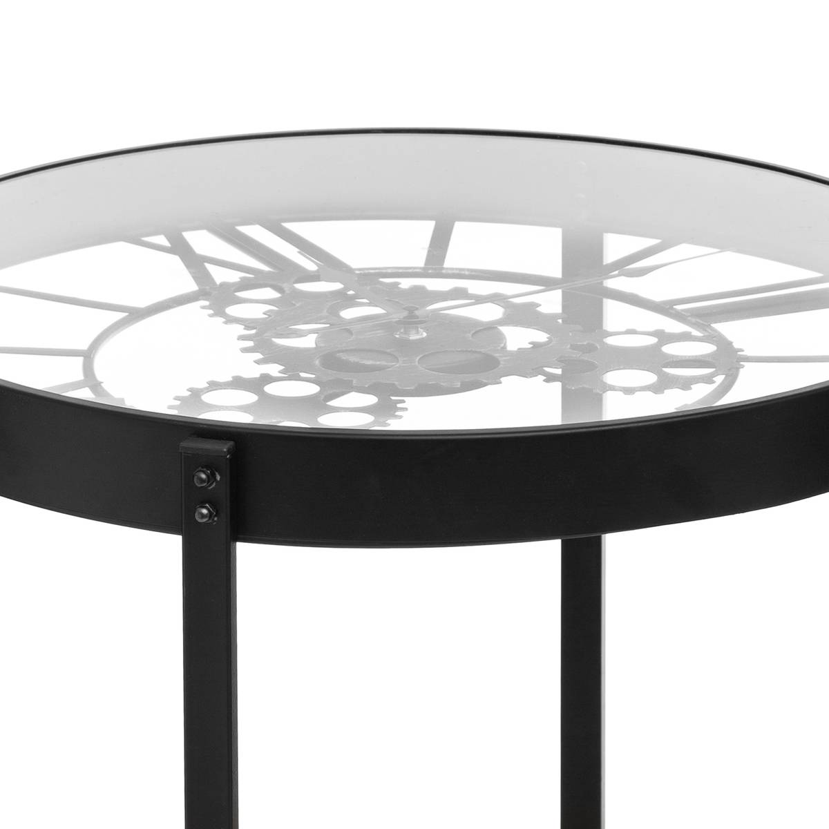 Table d'appoint horloge MECA noir, ATMOSPHERA