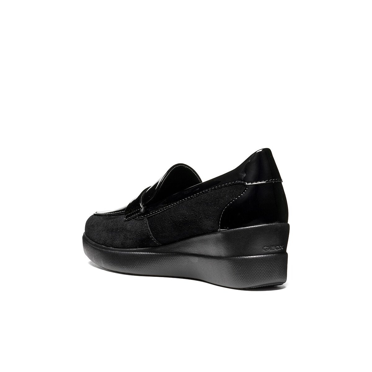 Mocassins compensés vernis, STARDUST noir, GEOX