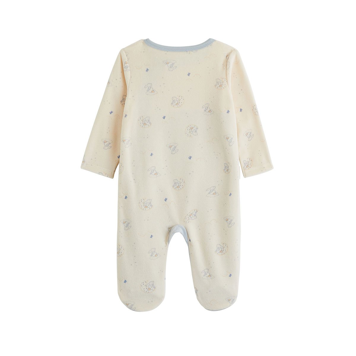 Pyjama bébé en velours ouverture zippée Voix Lactée bleu, PETIT BEGUIN