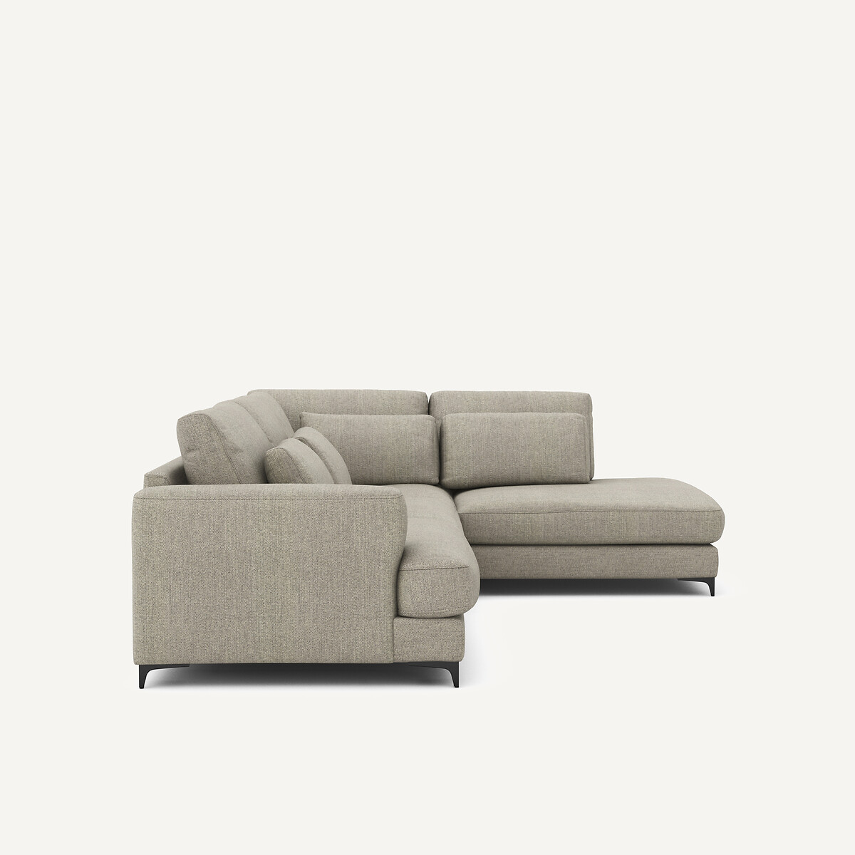 Divano letto ad angolo retto, tessuto tweed, Marsile naturale / grigio chiaro, AM.PM