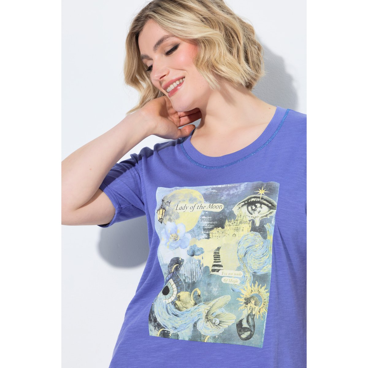 T-shirt oversize à col rond et lavande, ULLA POPKEN
