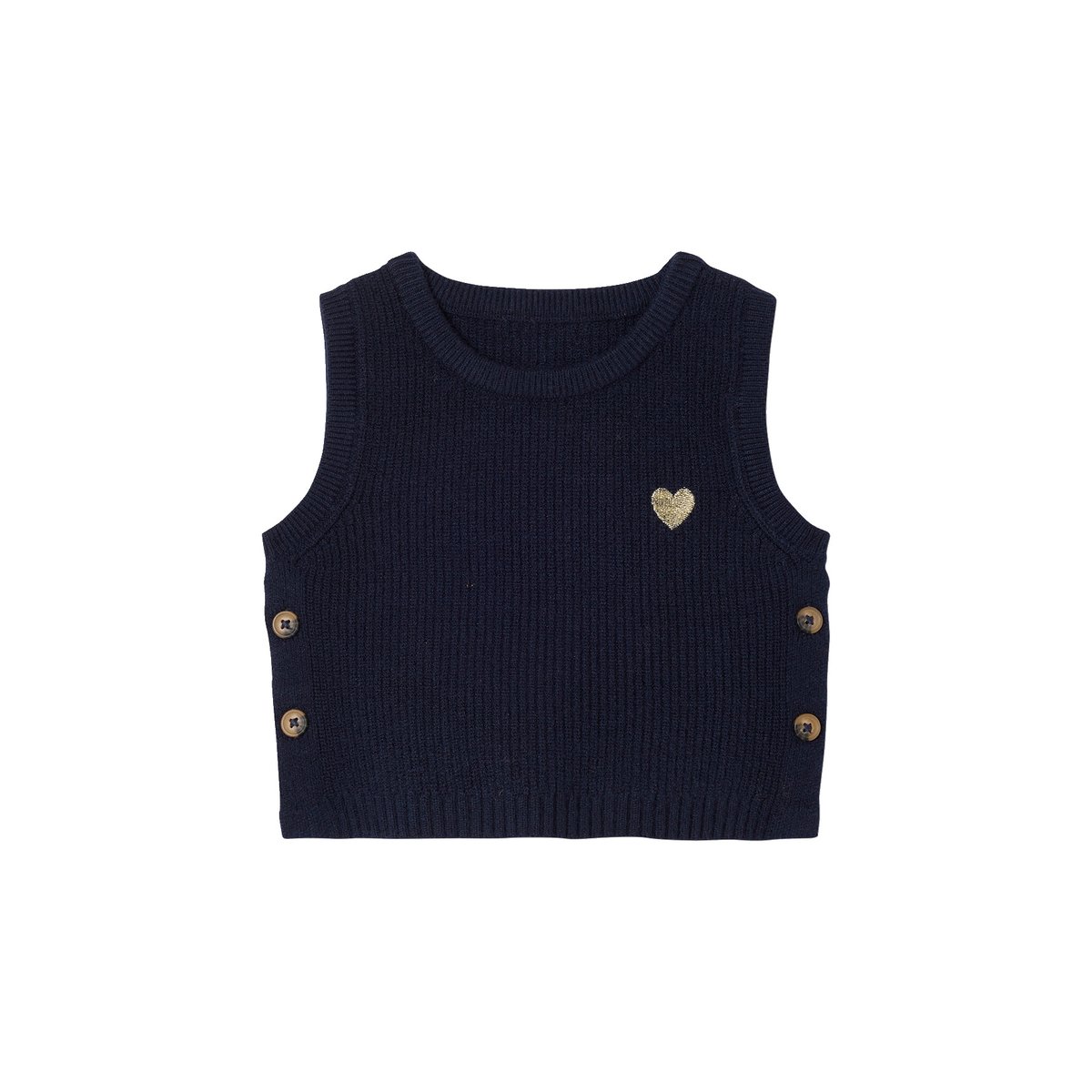Pull bébé sans manches marine, VERTBAUDET
