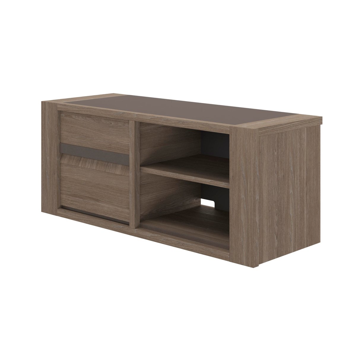 Meuble tv 1 porte reed avec 2 tablettes 140cm beige, GAMI