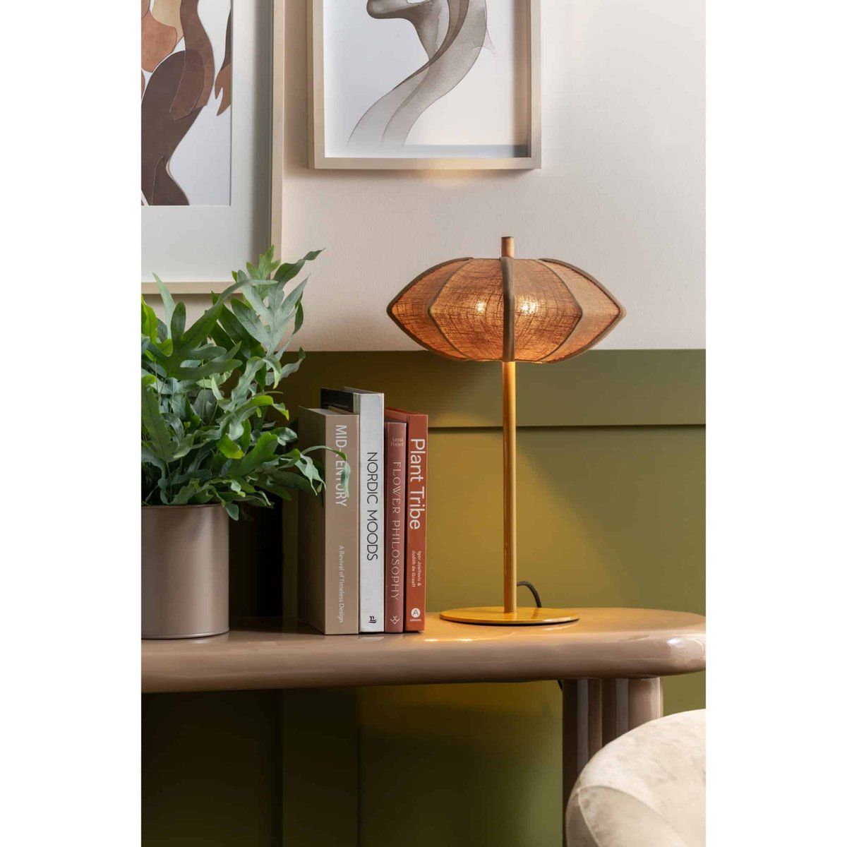 Lampe De Table Coton PARIS DISC kaki foncé, LEITMOTIV