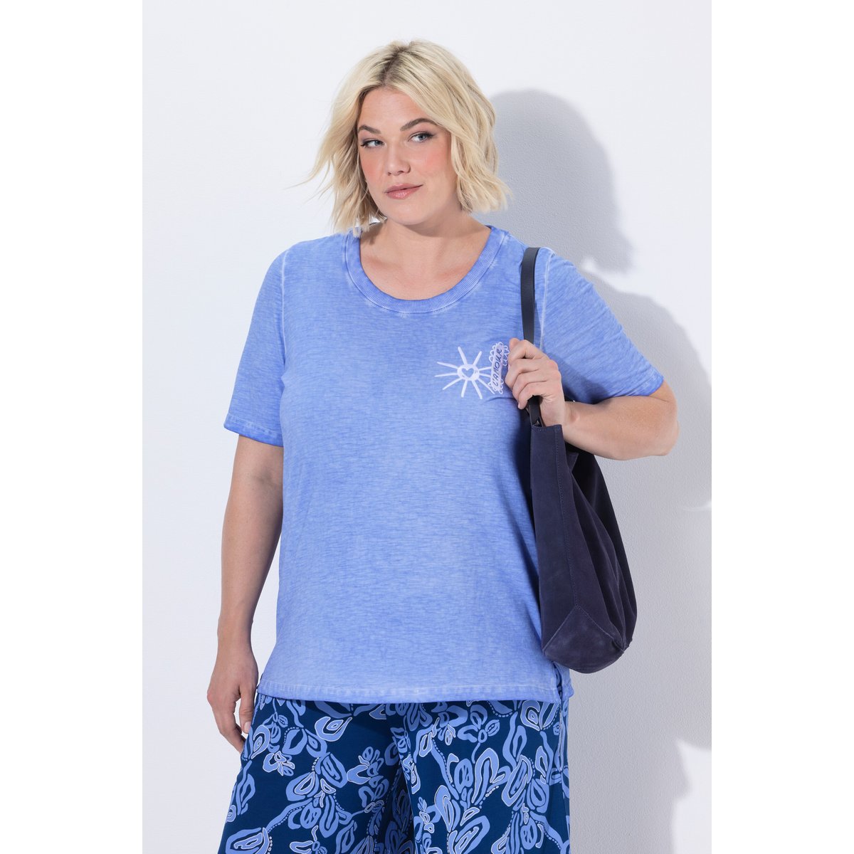 T-shirt avec broderie soleil bleuet, ULLA POPKEN