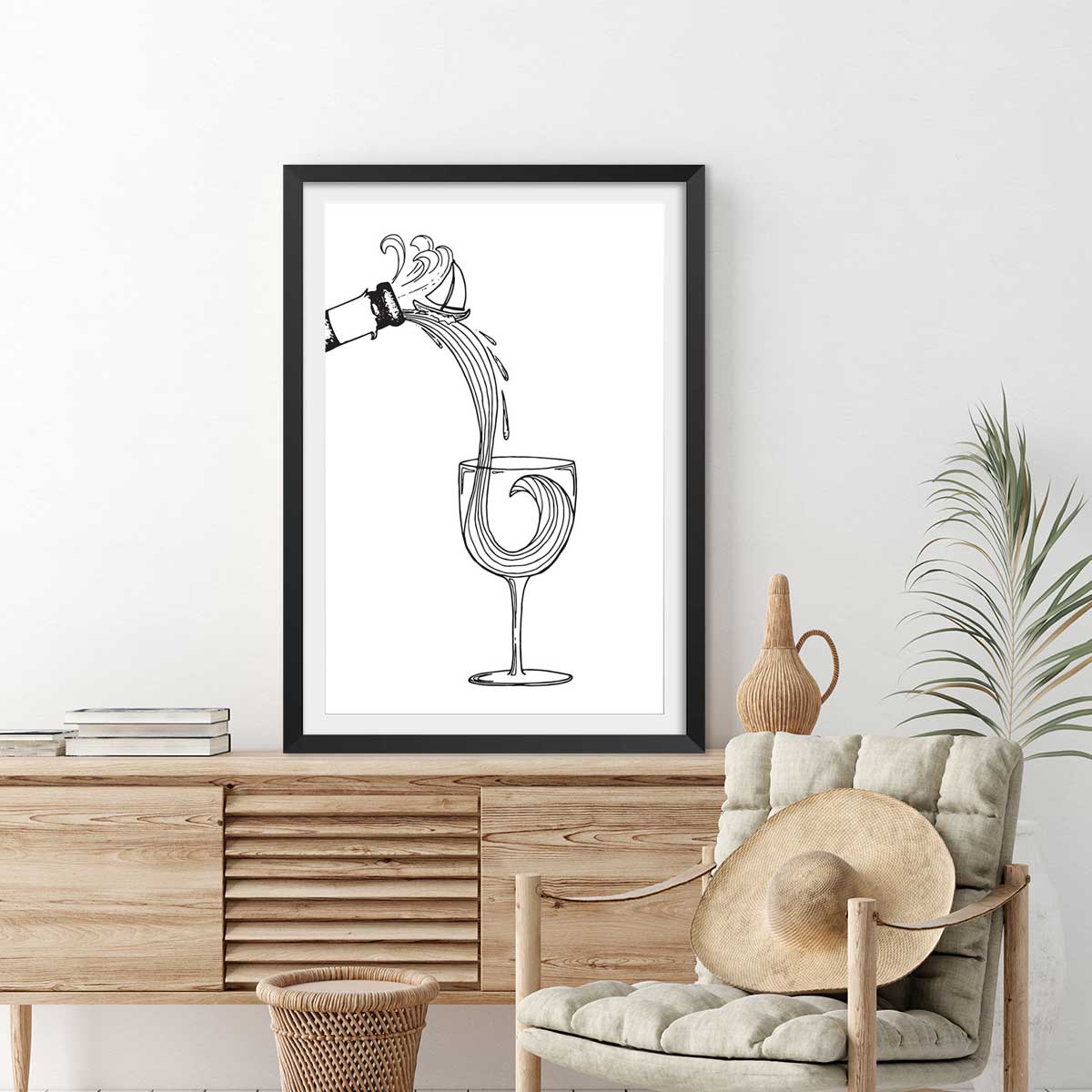 Poster vin des landes affiche + cadre en bois - noir, HEXOA