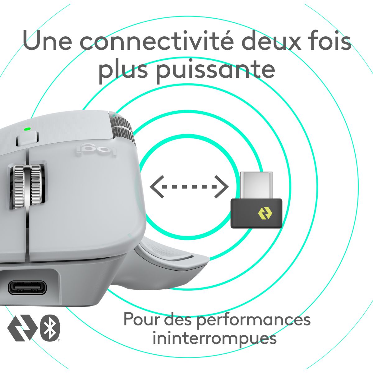 Souris sans fil rechargeable MX Master 4 Off White couleur unique, LOGITECH