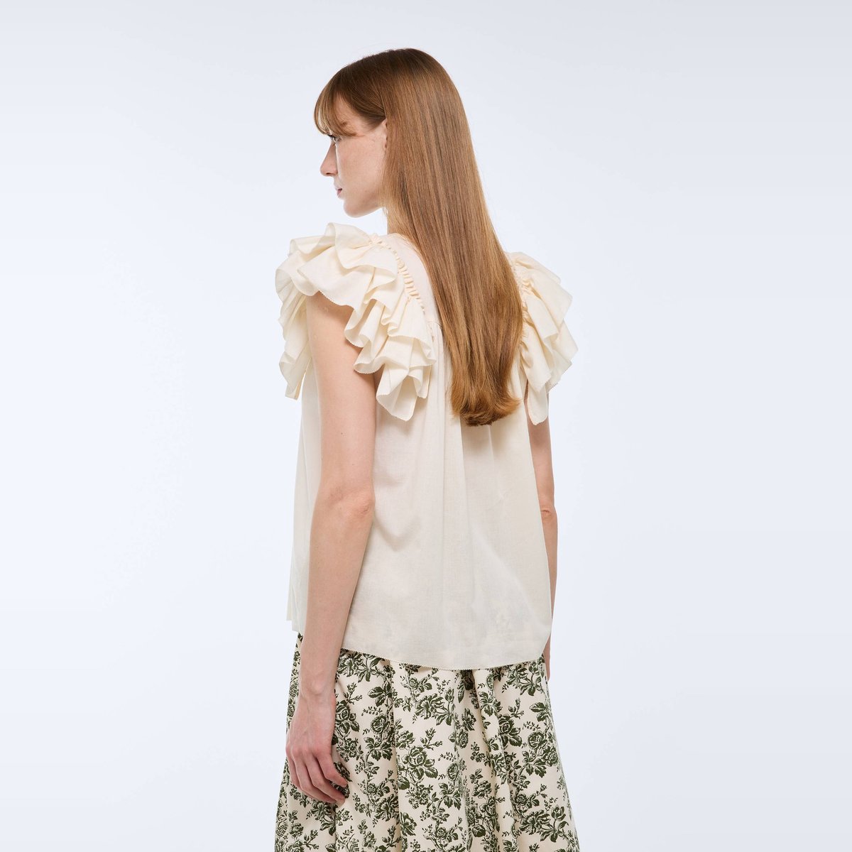 Top sans manches unie en voile de coton BIO GOTS butter cream, MONOPRIX