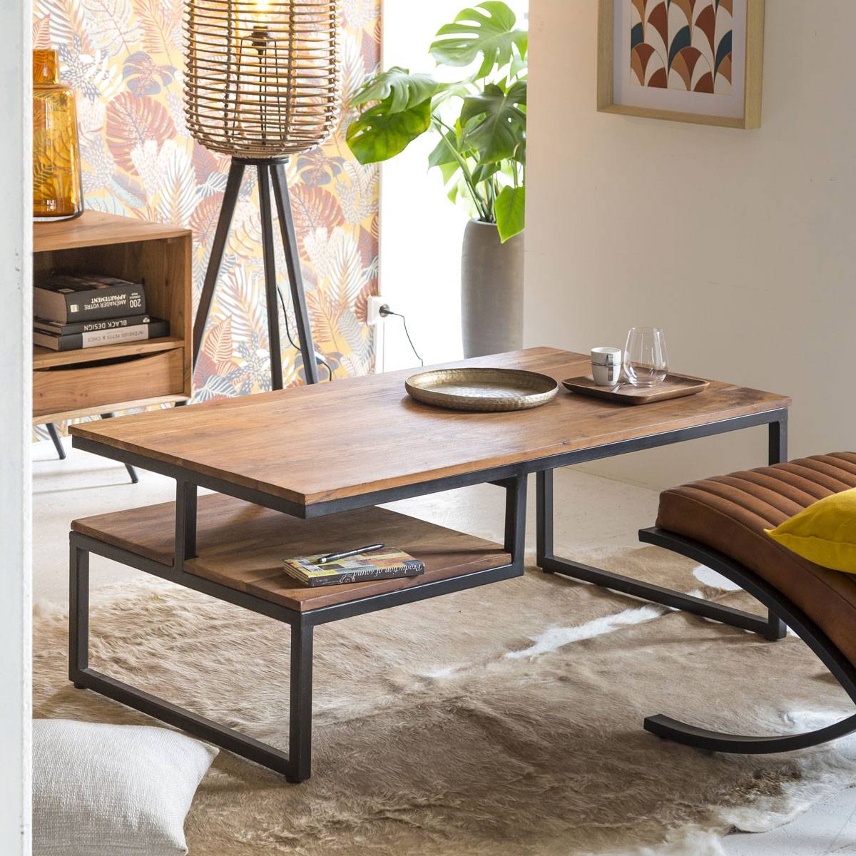 Table basse en bois d'acacia HAVANA bois foncé, MADE IN MEUBLES