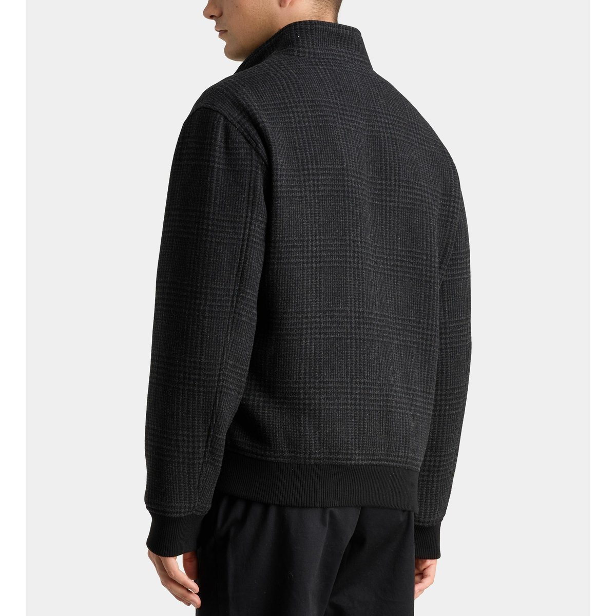 Blouson rariwool carreaux court en laine recyclée gris anthracite, GALERIES LAFAYETTE