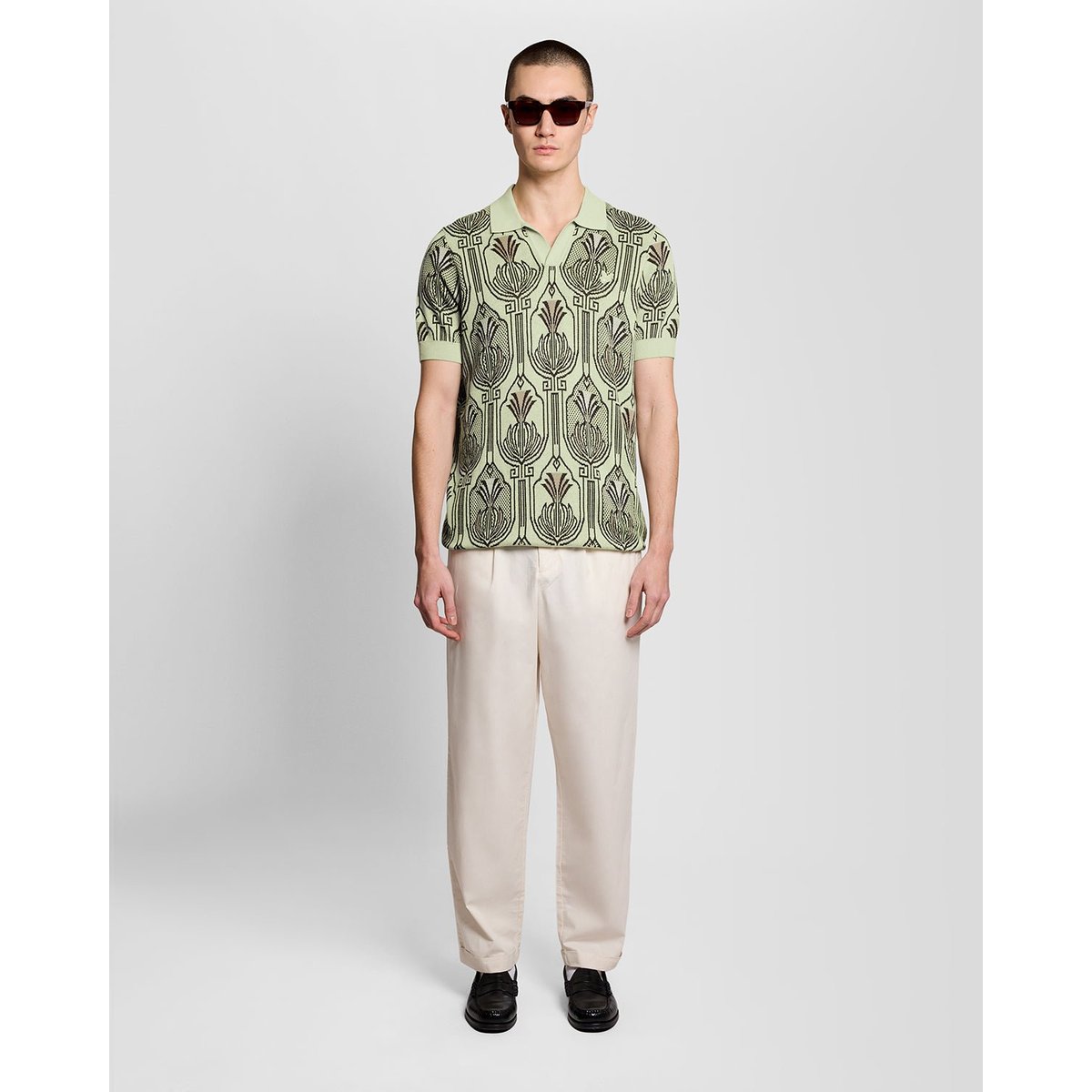 Polo botanique imprimé en maille vert légumes verts tendres, LYLE & SCOTT