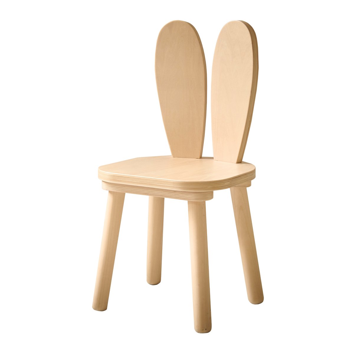 Chaise enfant en bois oreilles de lapin naturel, PETITE AMELIE