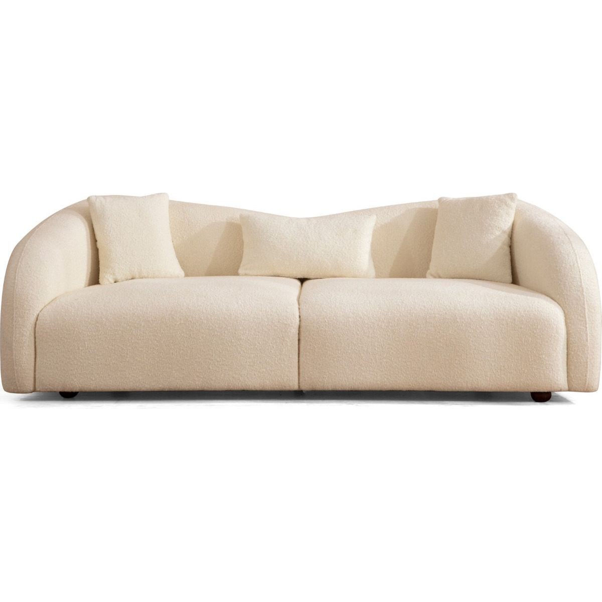 Canapé arrondi 2 places en tissu bouclé - BRUNO beige, HOMIFAB
