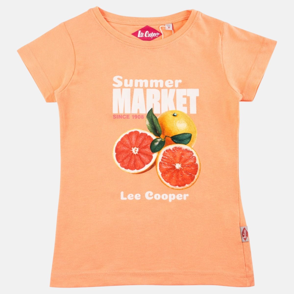 T-shirt manches courtes imprimé, col rond GIRLY corail, LEE COOPER