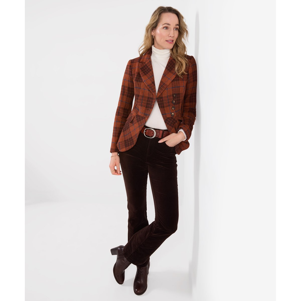 Veste à Carreaux Asymétrique Jours d'Automne orange, JOE BROWNS