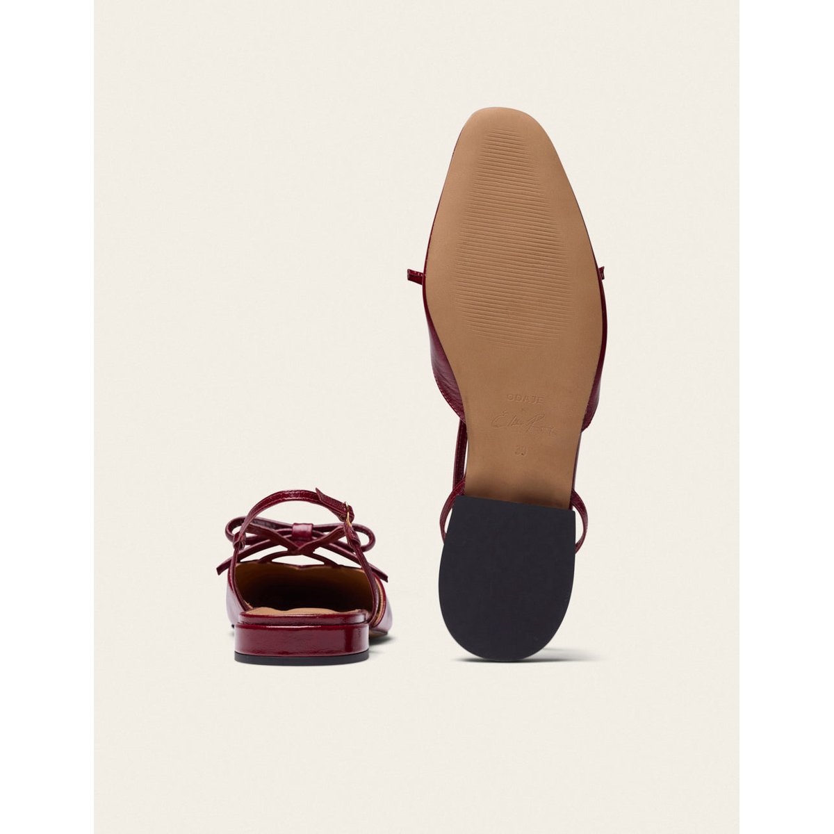 Ballerines VIKI cuir plissé bordeaux, ODAJE
