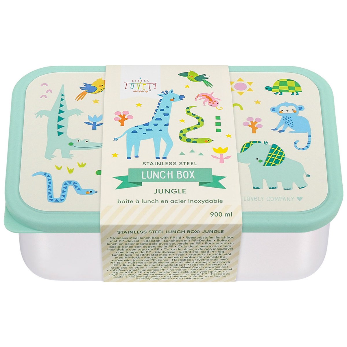 Lunch box en acier inoxydable blanc, vert, bleu, A LITTLE LOVELY COMPANY