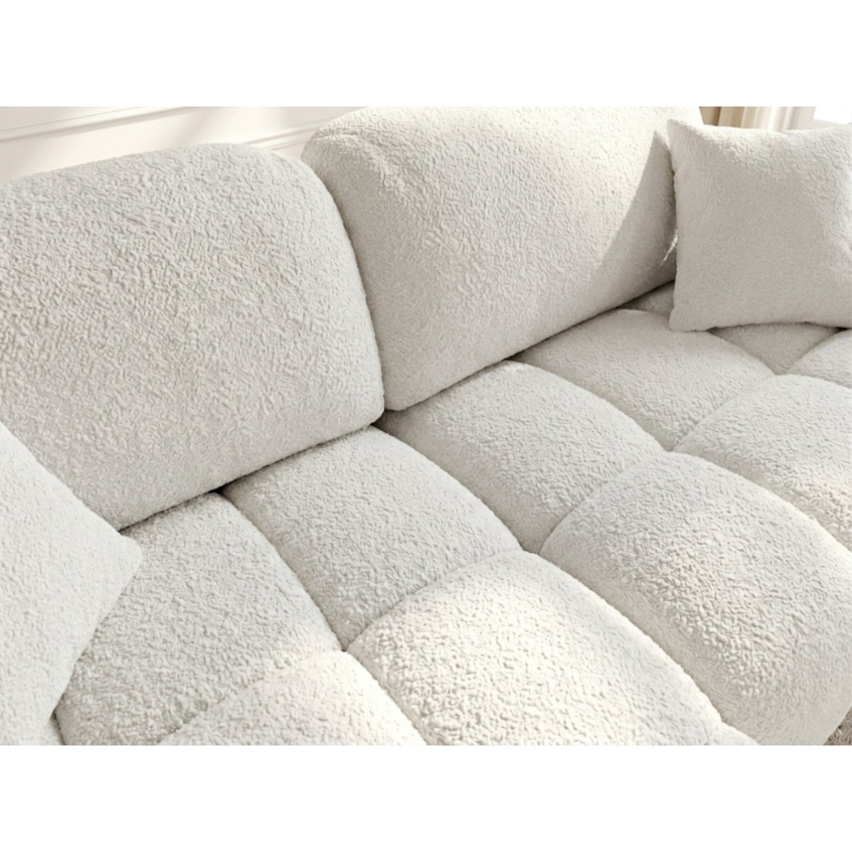 Canapé d'angle convertible 2,5 places en tissu, MADISON blanc, BOBOCHIC