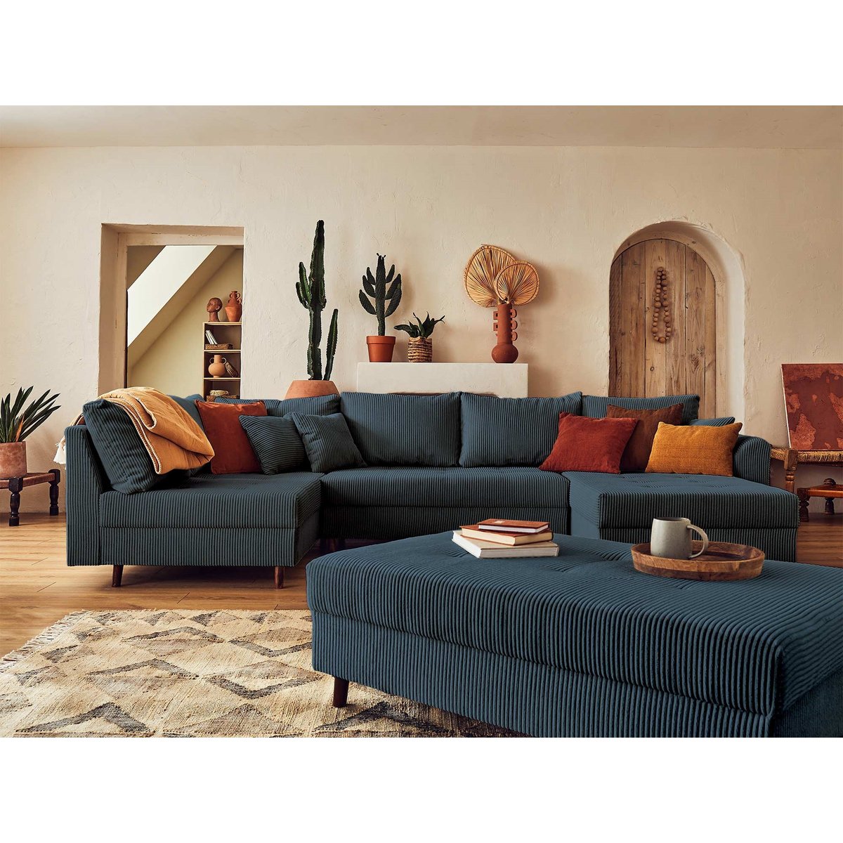 Canapé Panoramique  7 places - RUNE bleu nuit, BEST MOBILIER